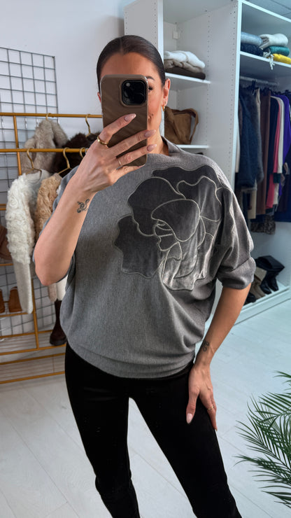 Remi Floral Detailed 3/4 Sleeve Jumper