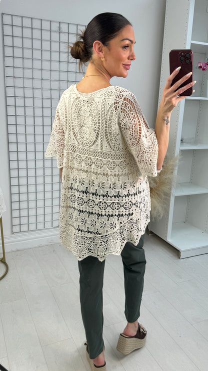 Amaira Plain Crochet Round Neck Top