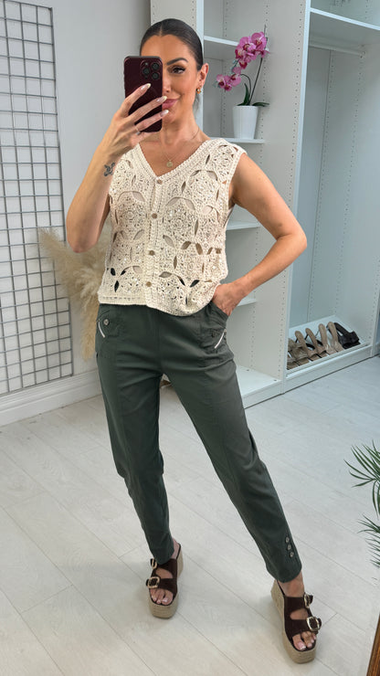 Derin Sequin Crochet Detail Cardigan