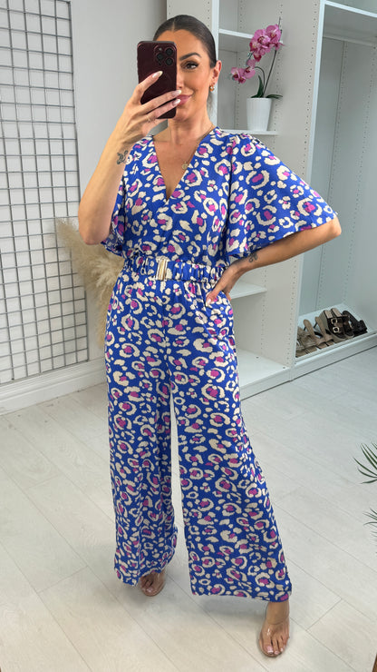 Eden Leopard Print V Neck Jumpsuit