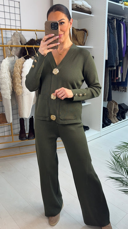 Yasminda Plain Statement Button Front Co-Ord Set