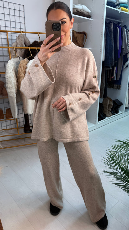 Elenore Super Soft Button Detail Knitted Loungewear Set