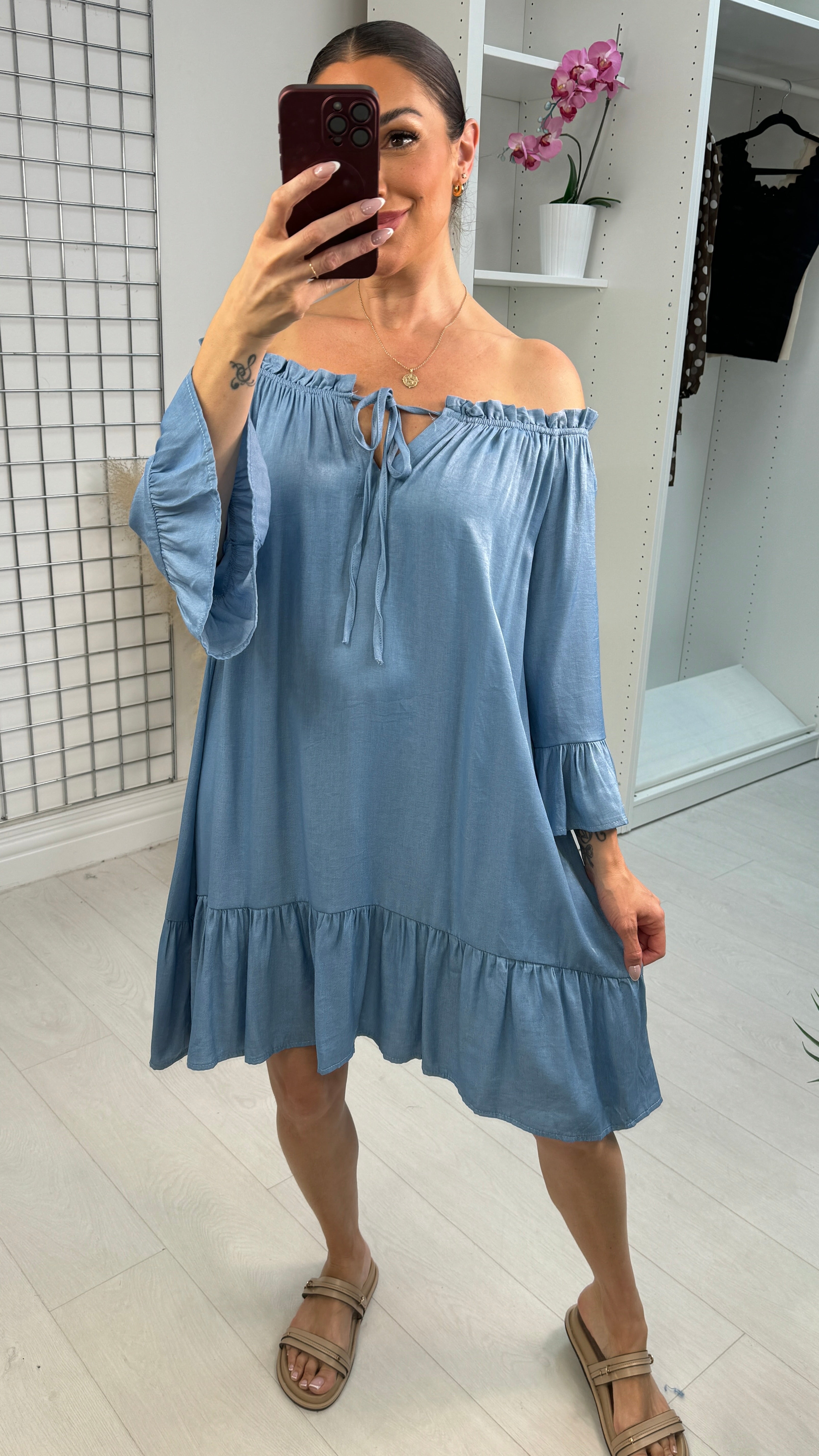Kinsley Off-Shoulder Smock Dress