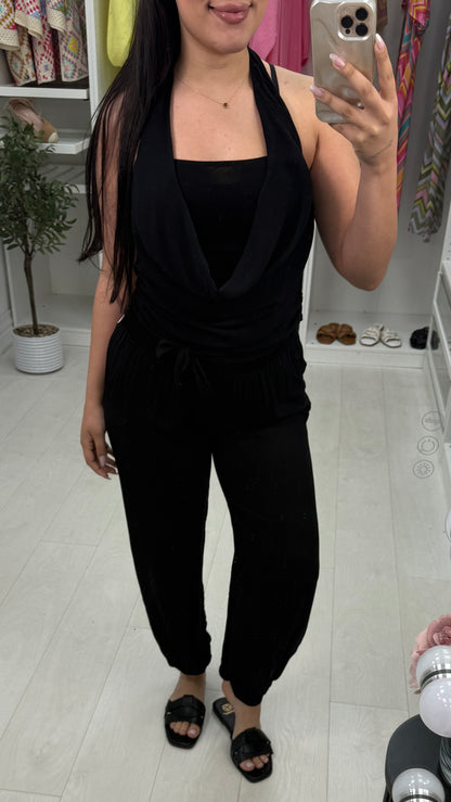 Kaitlyn Plain Halter Neck Jumpsuit