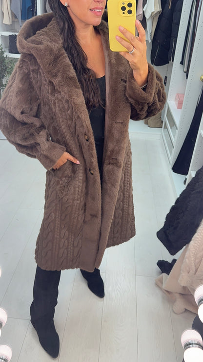 Nerisse Faux Fur Hooded Coat