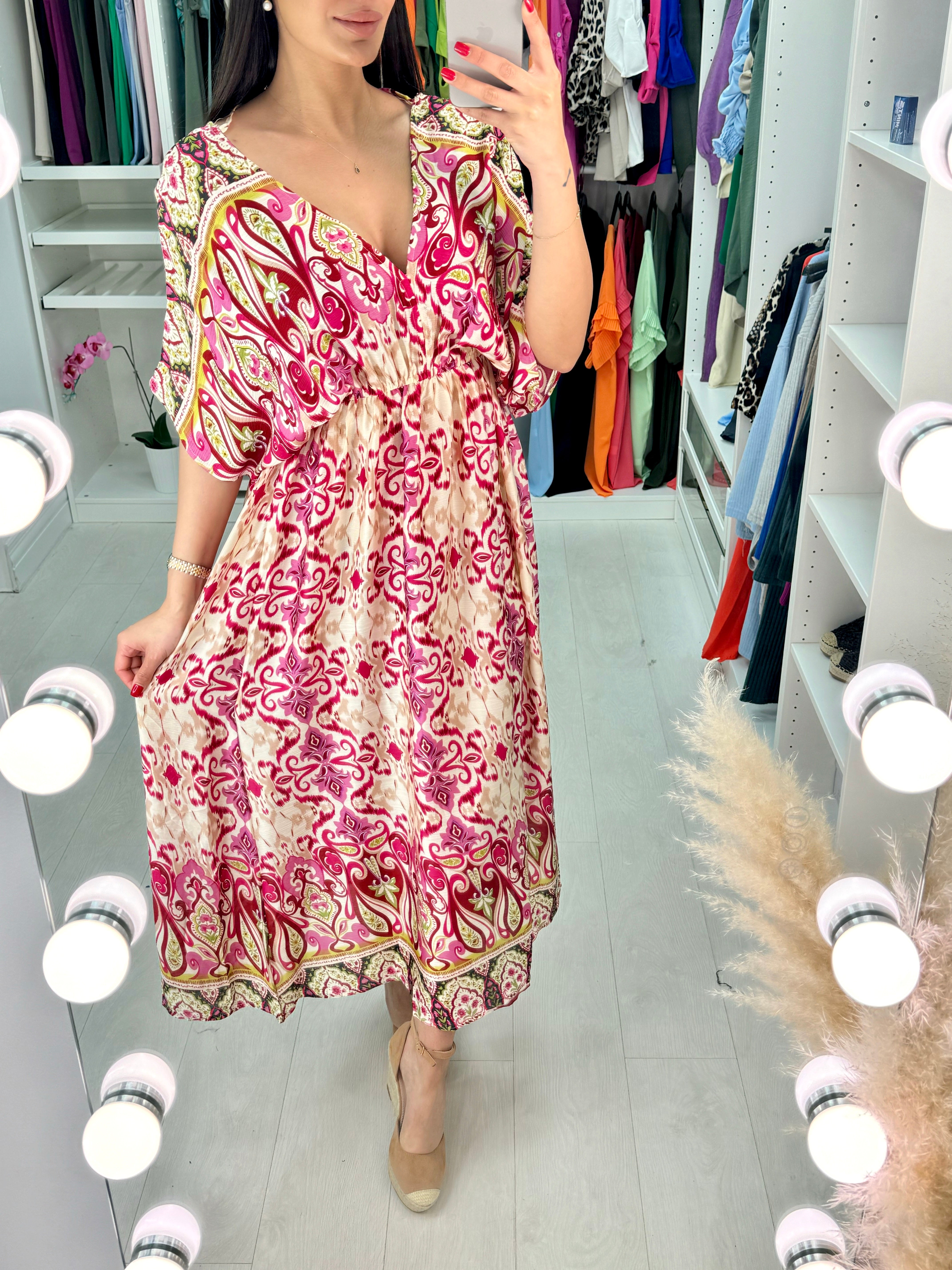 Clare Abstract Print Drop Shoulder Maxi Dress