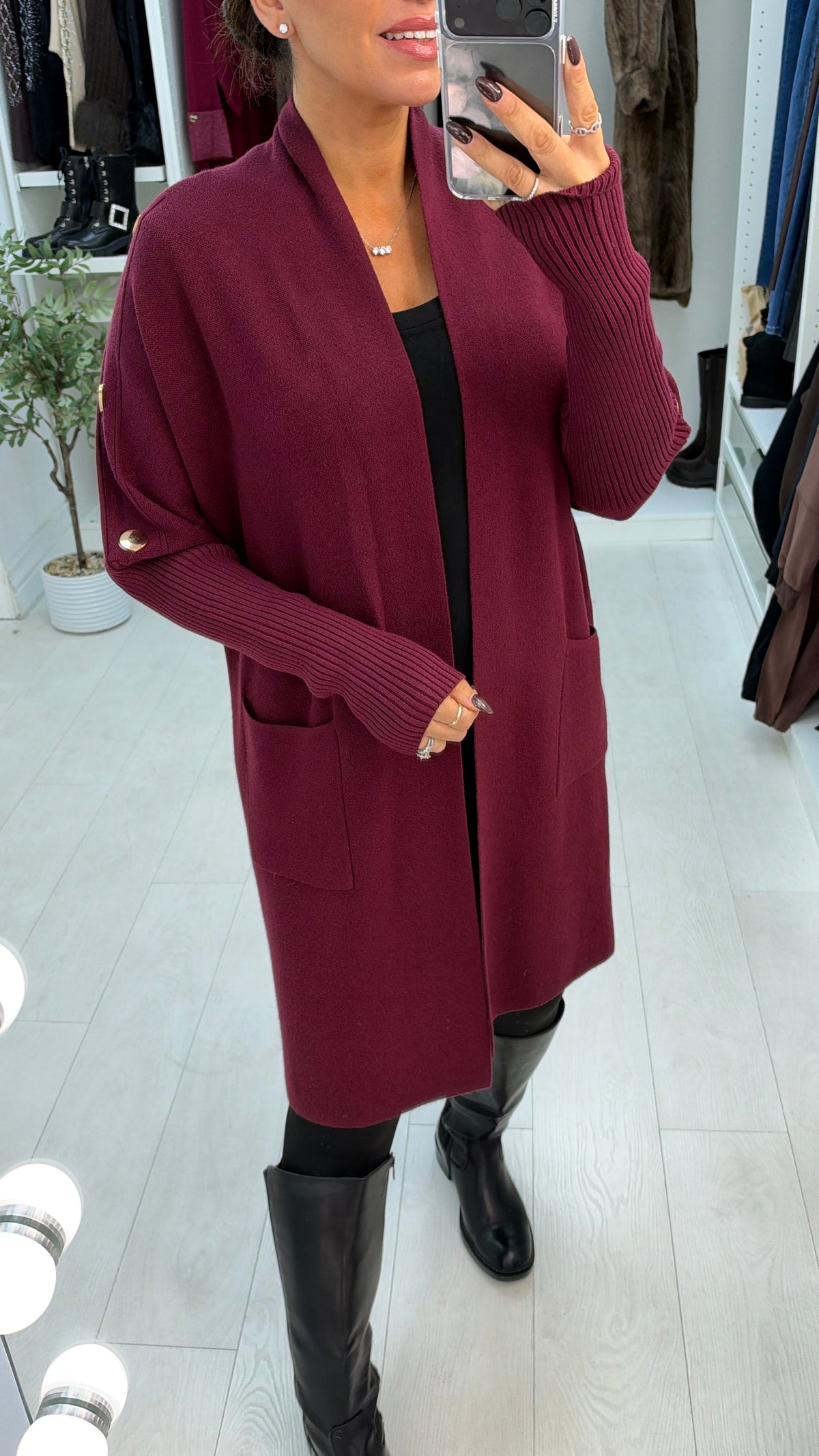 Tilliana Plain Button Detailed Longline Cardigan