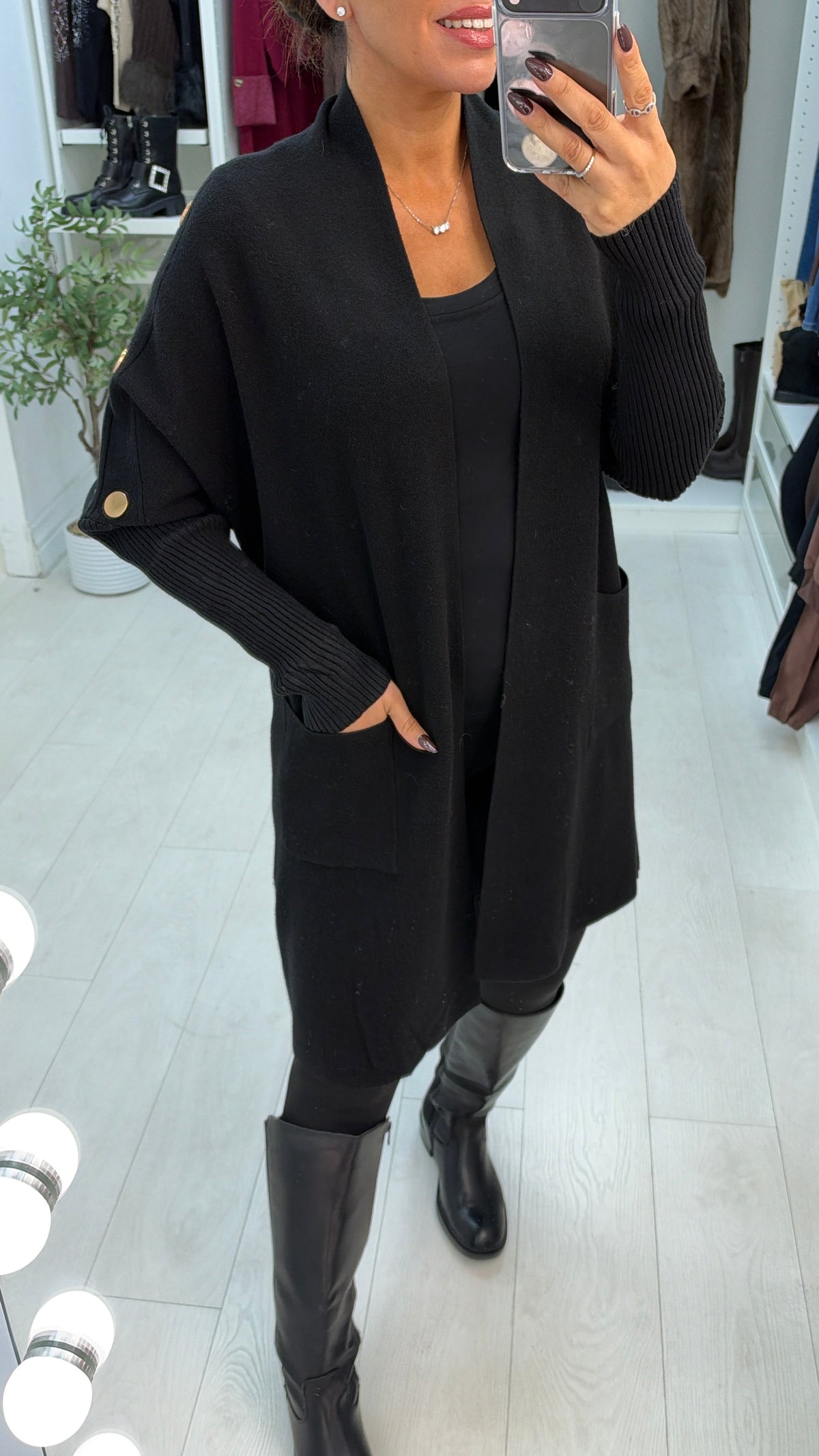 Tilliana Plain Button Detailed Longline Cardigan