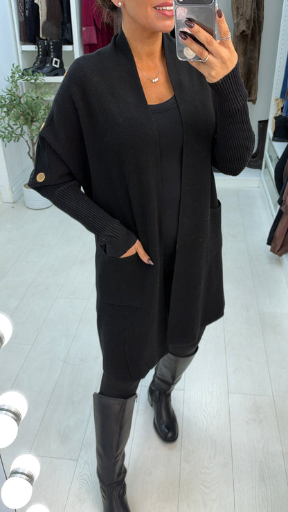 Tilliana Plain Button Detailed Longline Cardigan