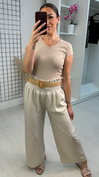 Juno Wide Leg Trousers with Woven Belt