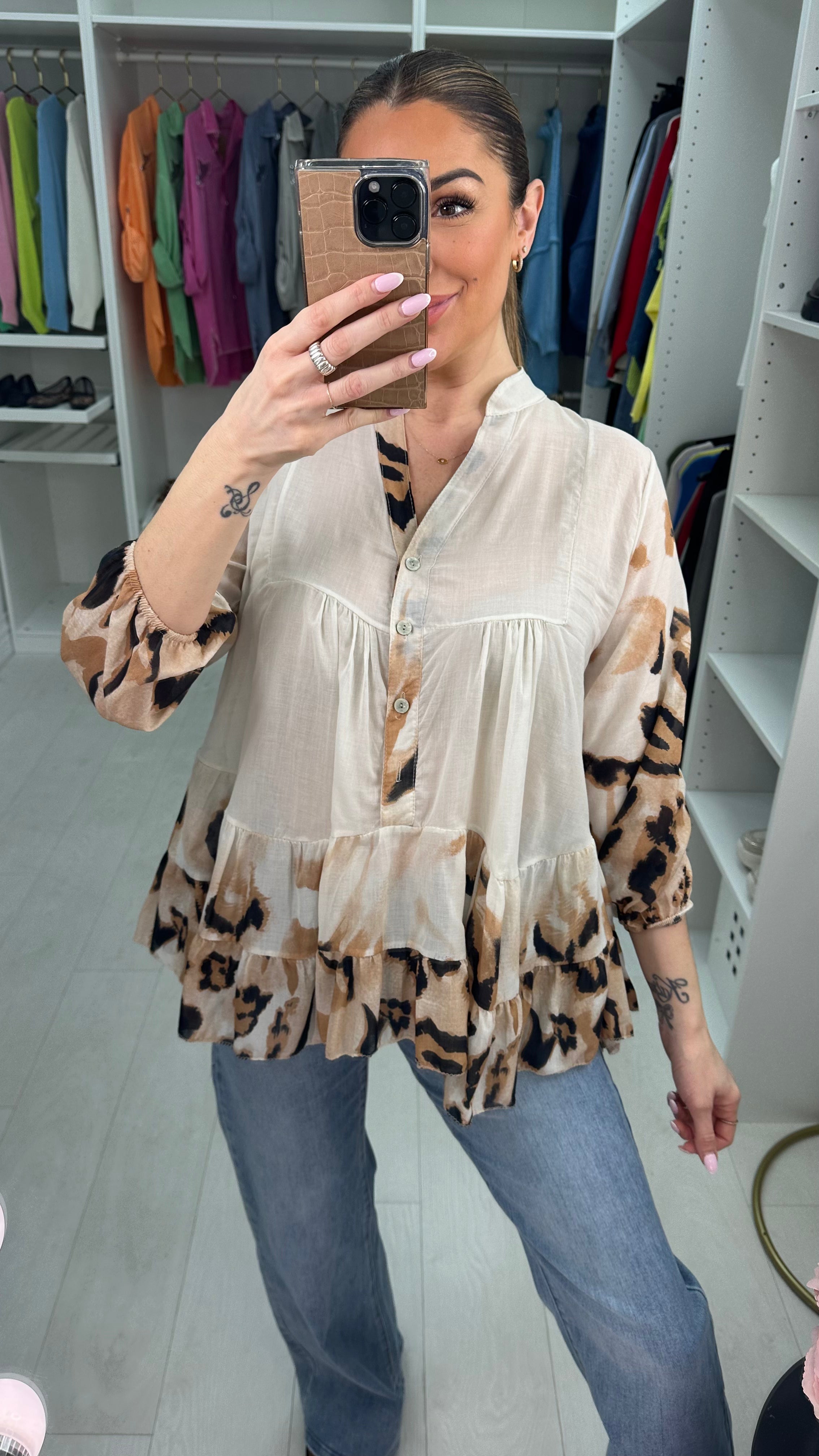 Pamela Animal Pattern Lightweight Blouse