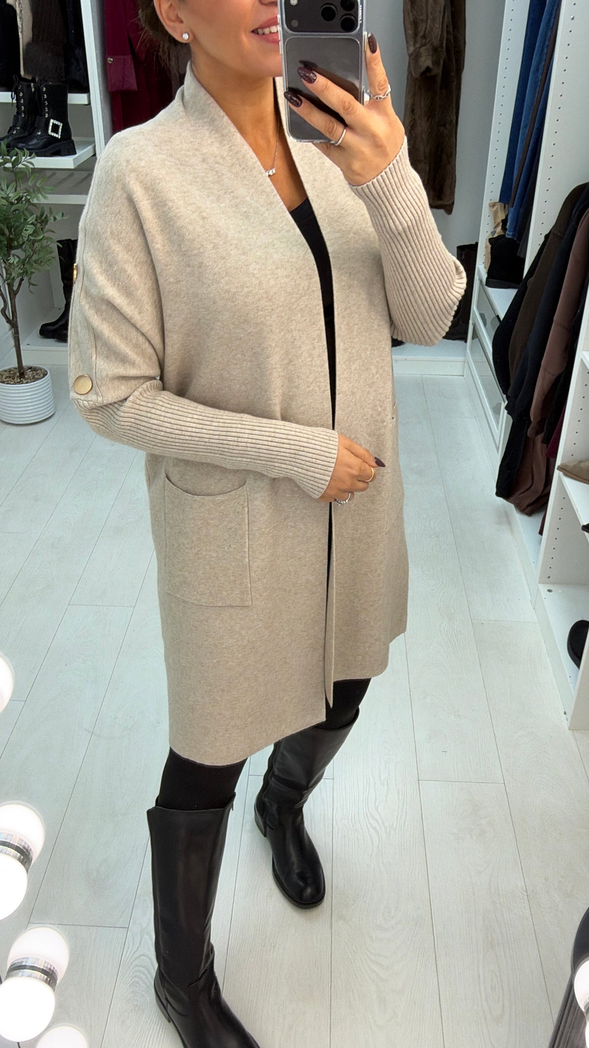 Tilliana Plain Button Detailed Longline Cardigan