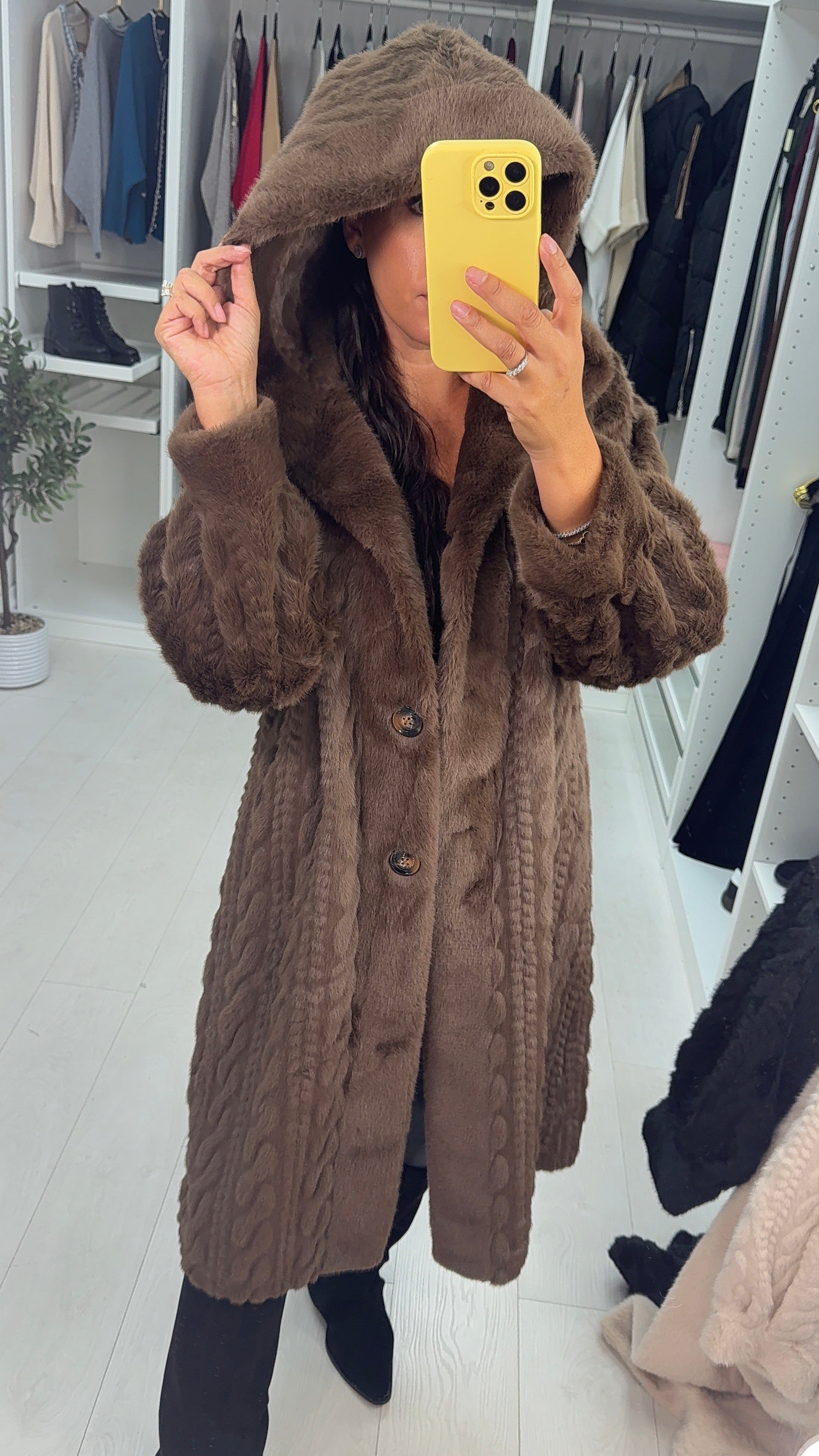 Nerisse Faux Fur Hooded Coat