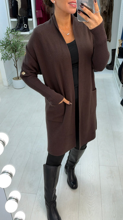 Tilliana Plain Button Detailed Longline Cardigan