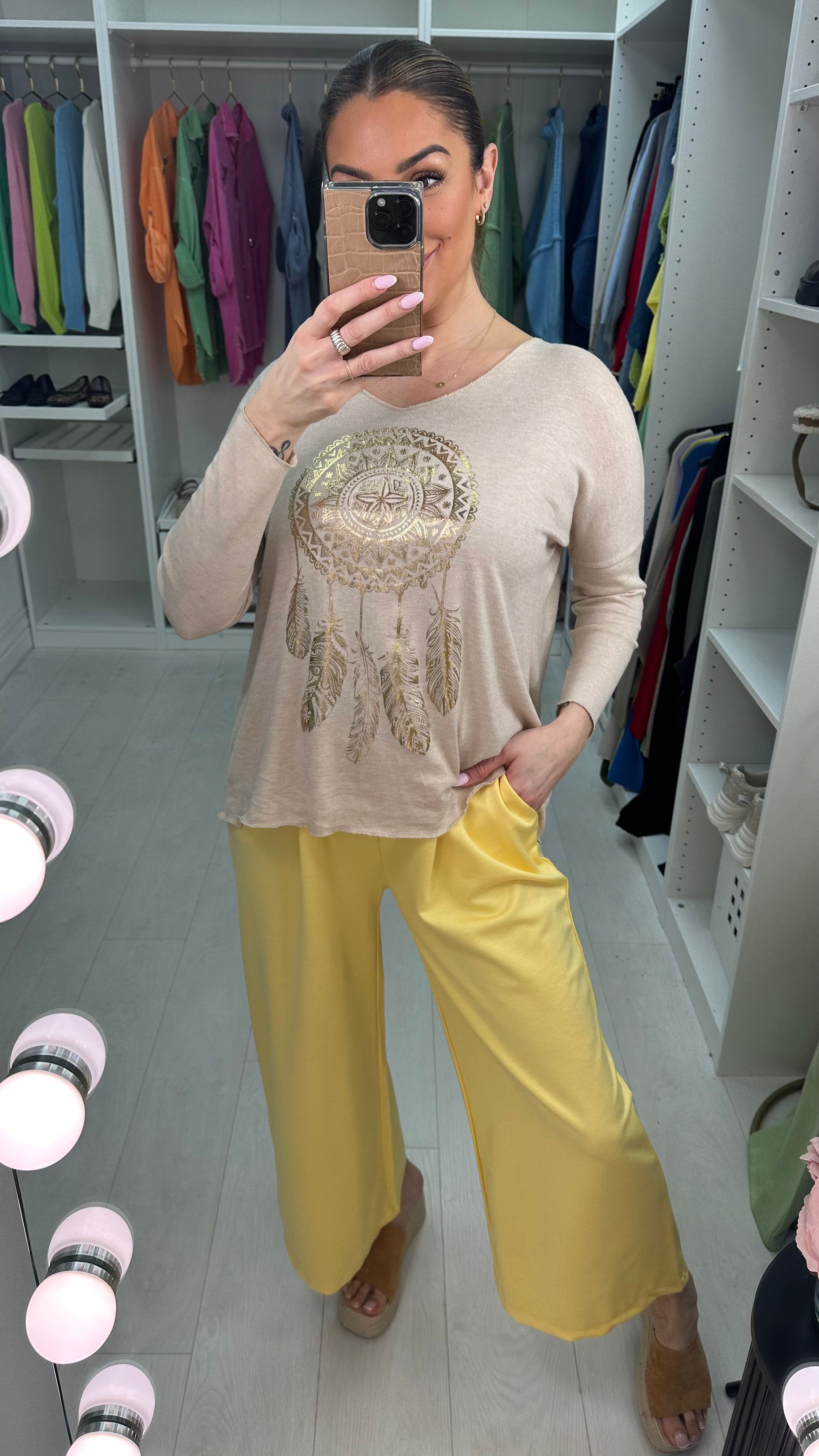 Lianna Plain Wide Leg Belted Trousers