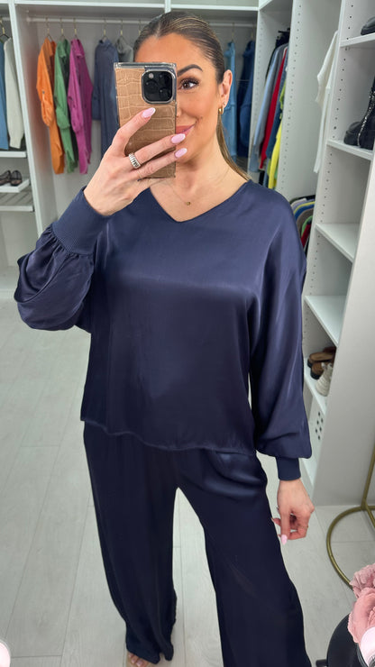 Catherine Plain V Neck Satin Top