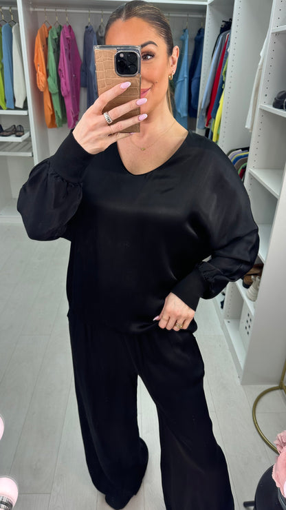 Catherine Plain V Neck Satin Top