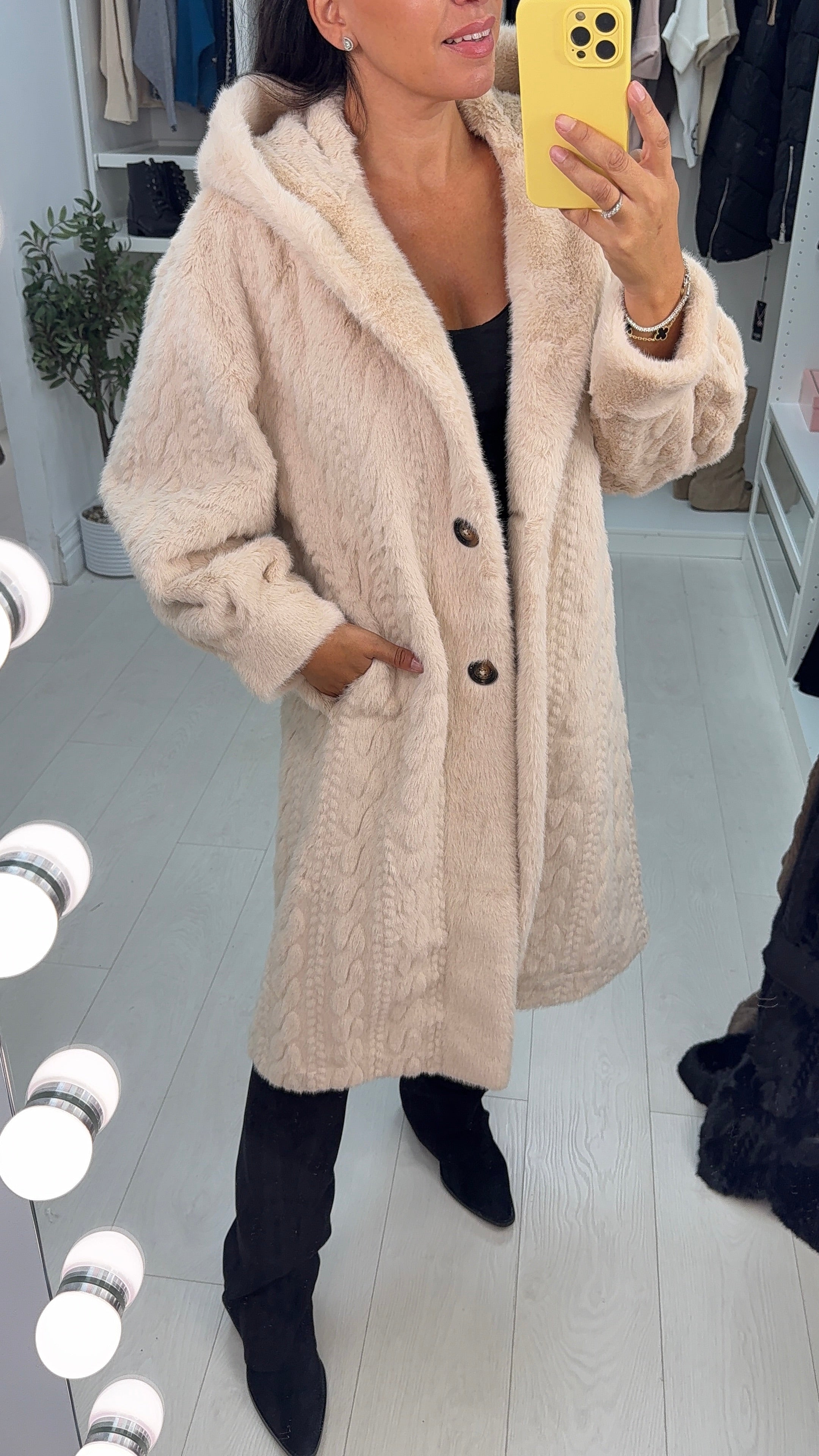 Nerisse Faux Fur Hooded Coat