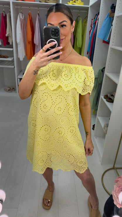 Carmen Broderie Anglaise Bardot Frill Dress