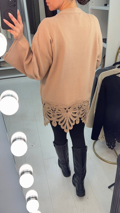 Baylie Plain Crochet Detail Cardigan