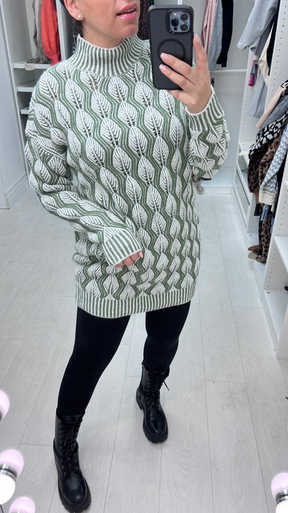 Kapri Leaf Pattern Jumper Dress