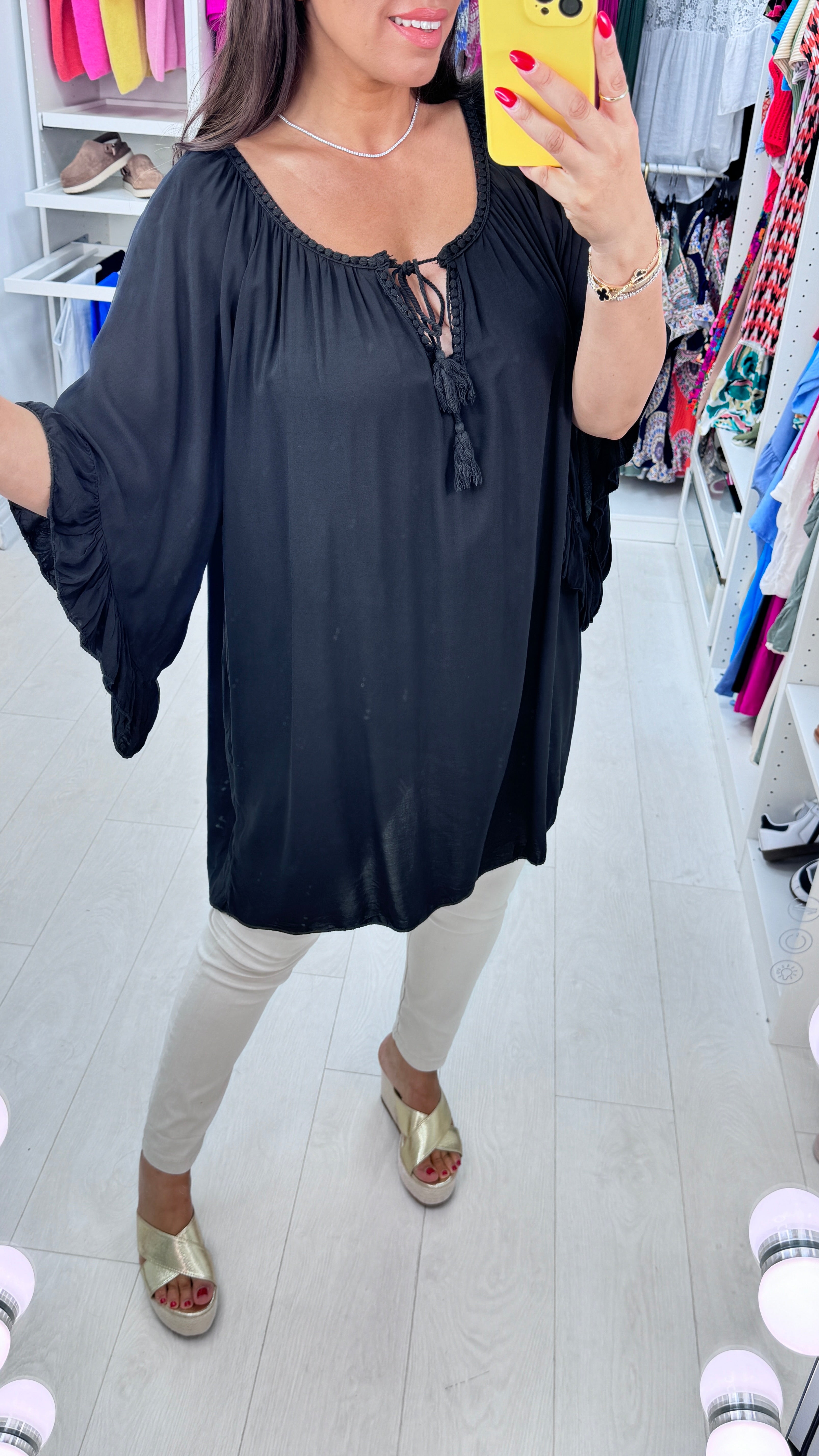 Valeria Crochet Neck Lightweight Top