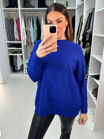 Cathleen Plain Oversized Cable Knit Jumper