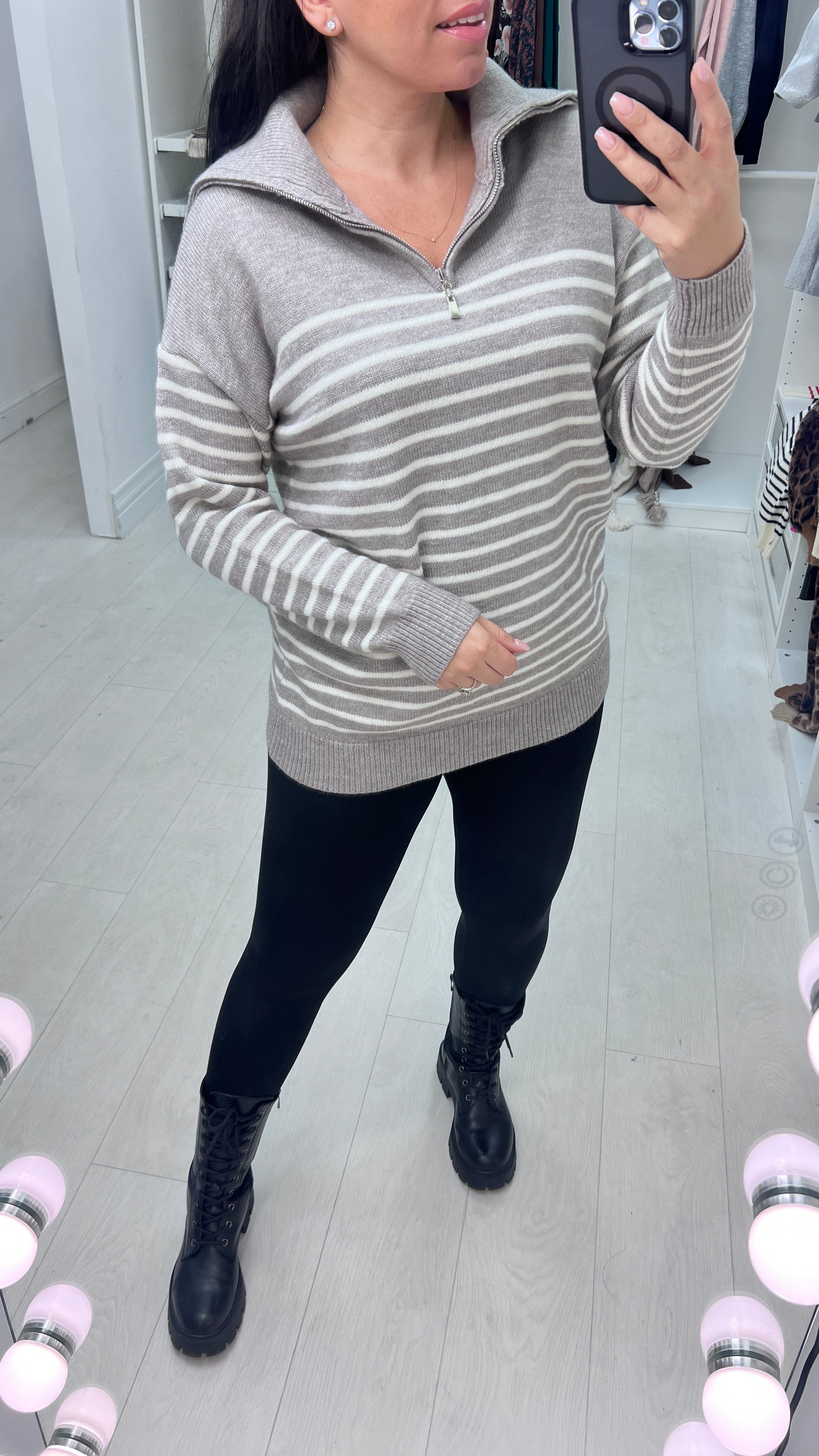 Elon Half Zip High Neck Knit Jumper