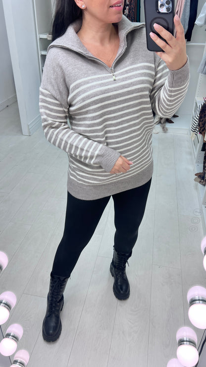 Elon Half Zip High Neck Knit Jumper