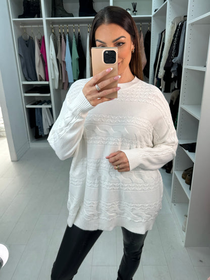 Cathleen Plain Oversized Cable Knit Jumper