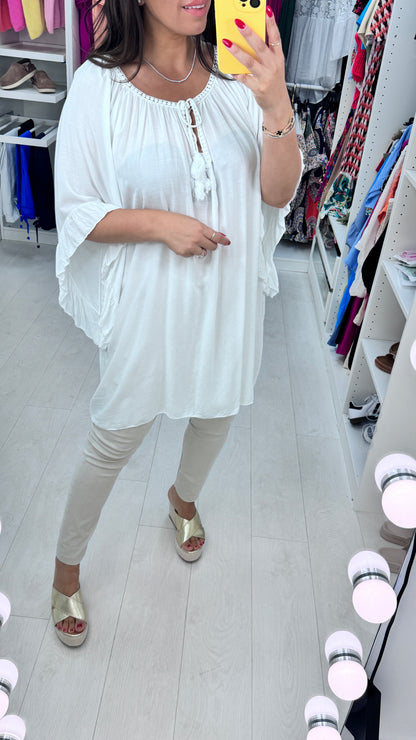 Valeria Crochet Neck Lightweight Top