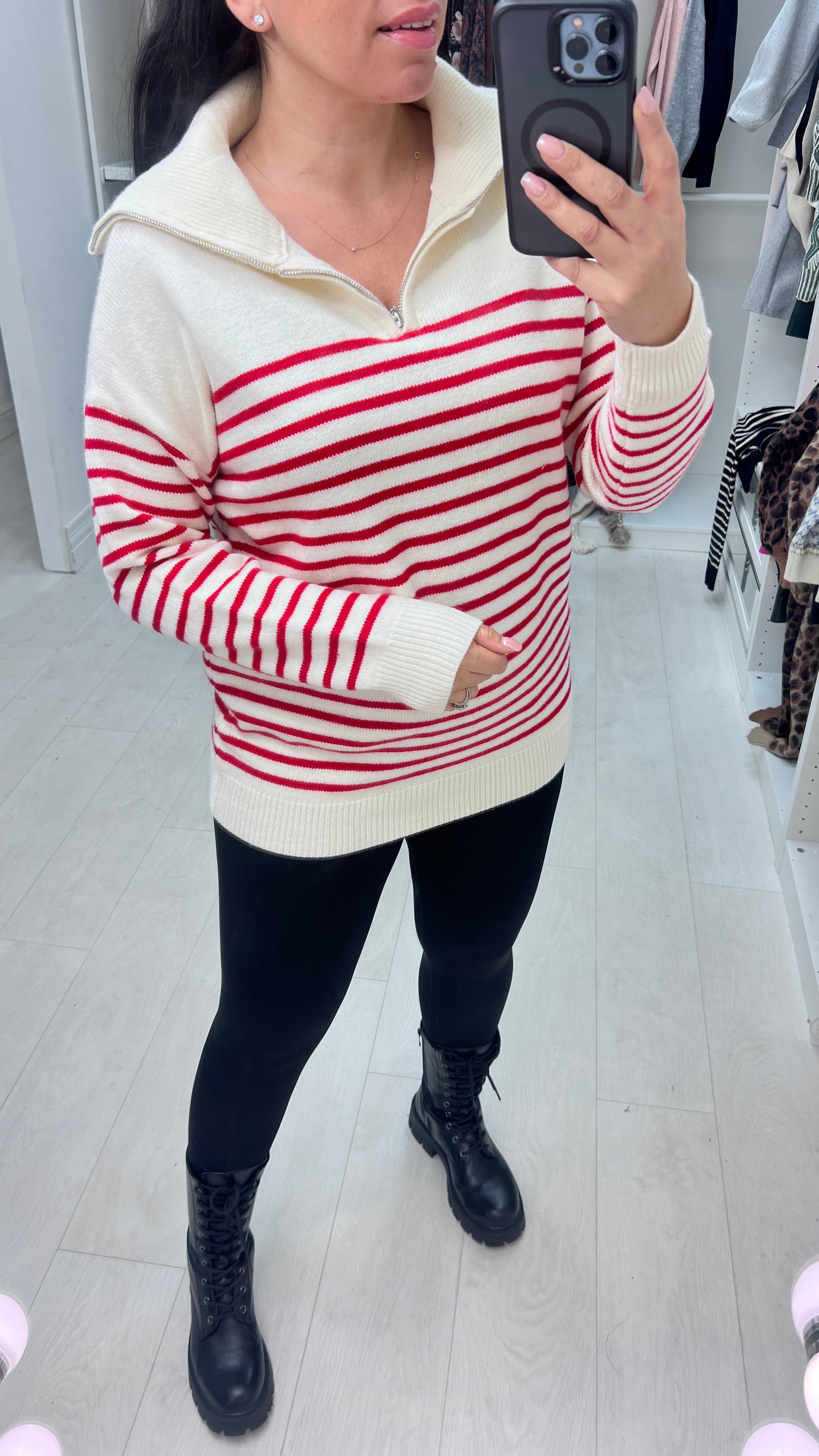 Elon Half Zip High Neck Knit Jumper