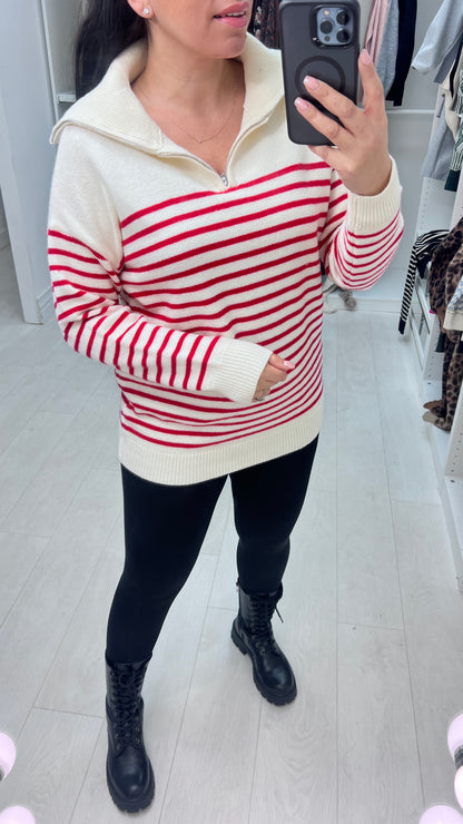 Elon Half Zip High Neck Knit Jumper