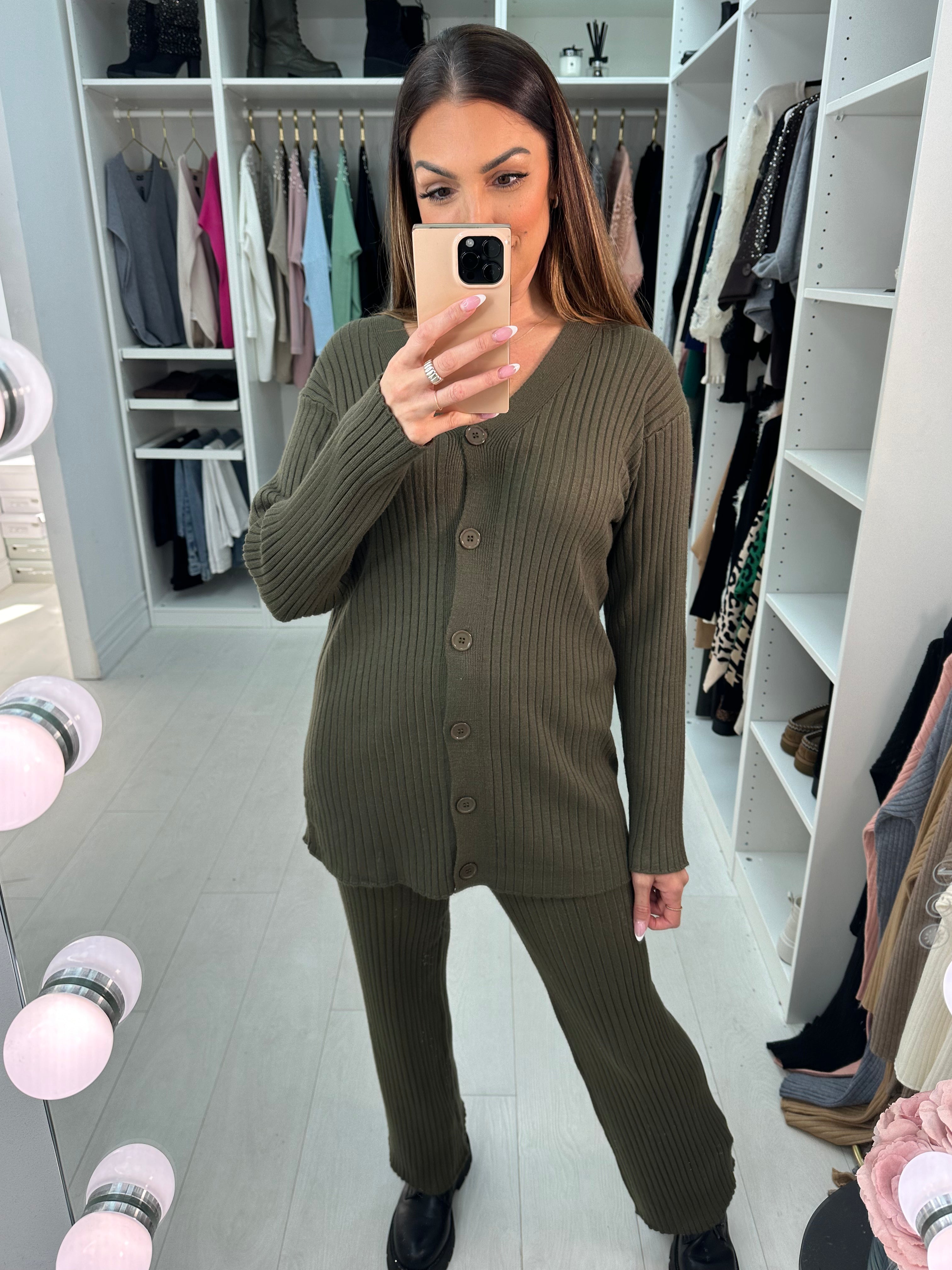 Ditah Plain Ribbed Loungewear Set