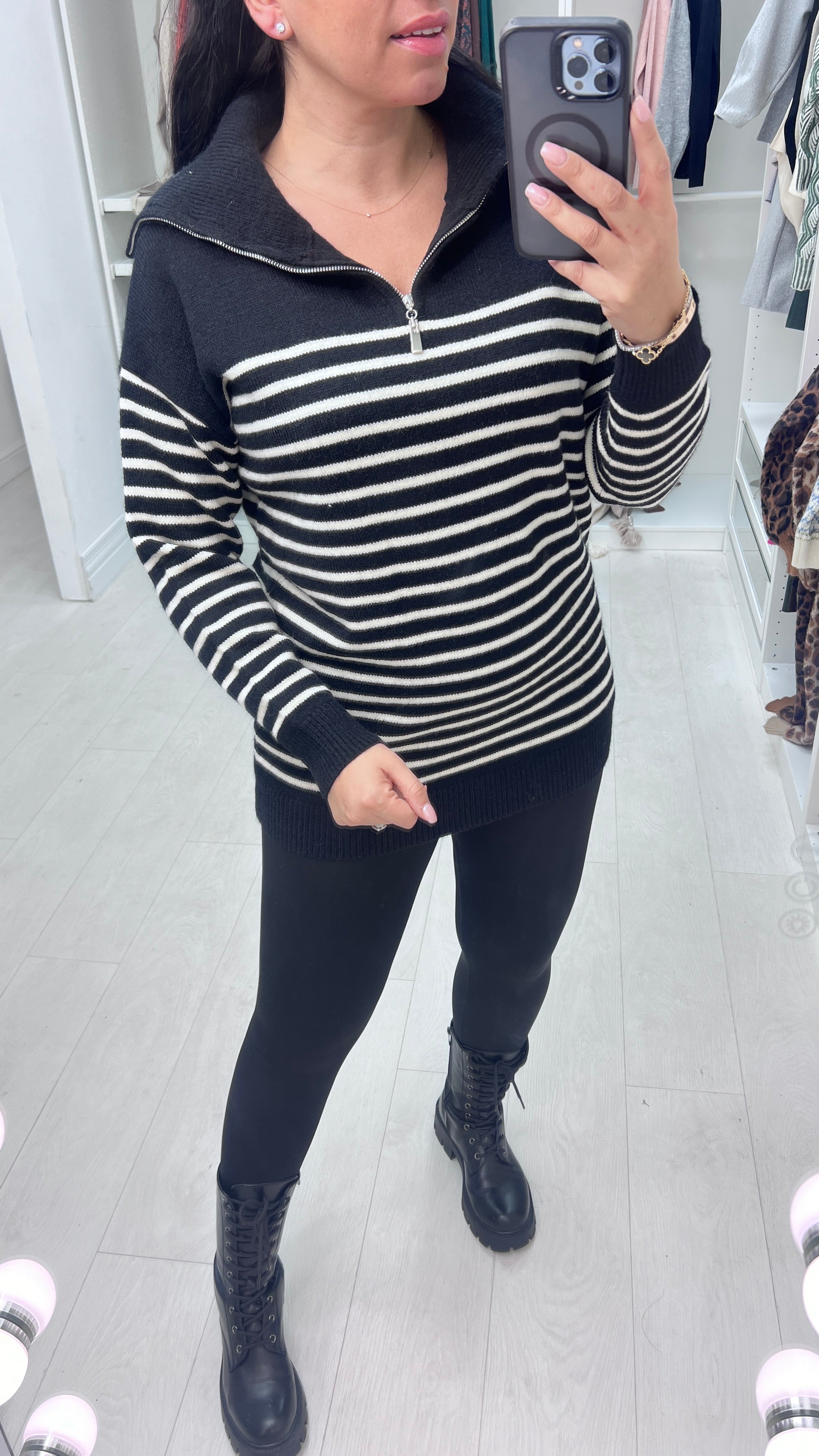 Elon Half Zip High Neck Knit Jumper