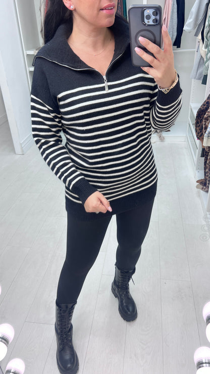 Elon Half Zip High Neck Knit Jumper