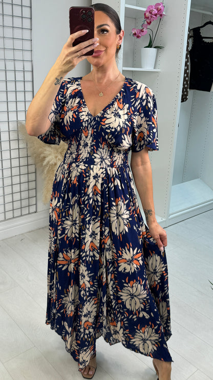 Dora Floral Shirred Maxi Dress