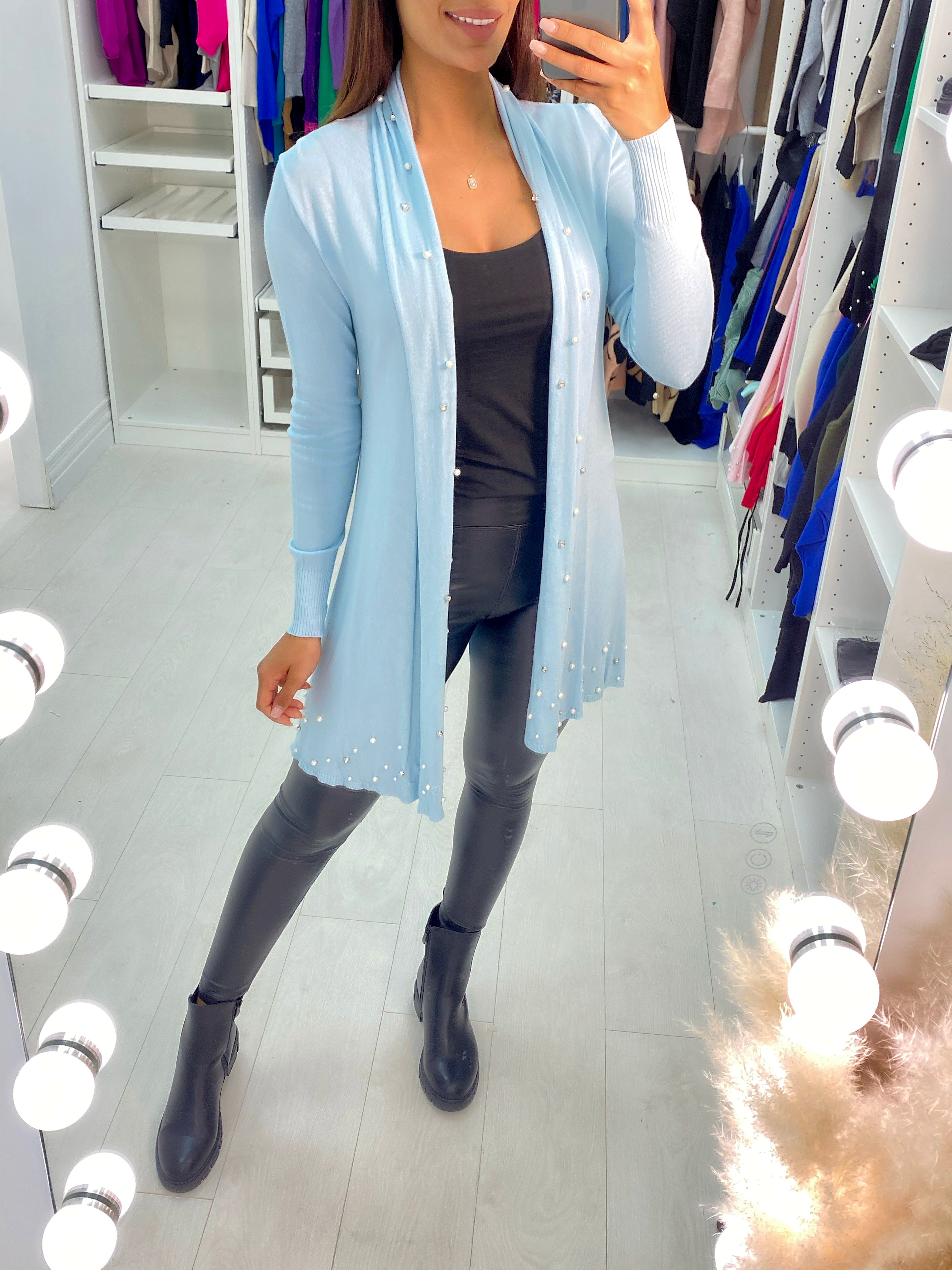 Marielle Pearl & Diamante Drape Front Cardigan