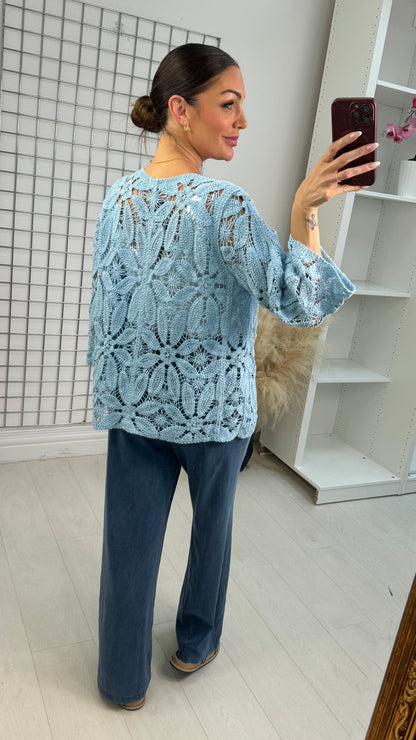 Wella Open Front Crochet Cardigan