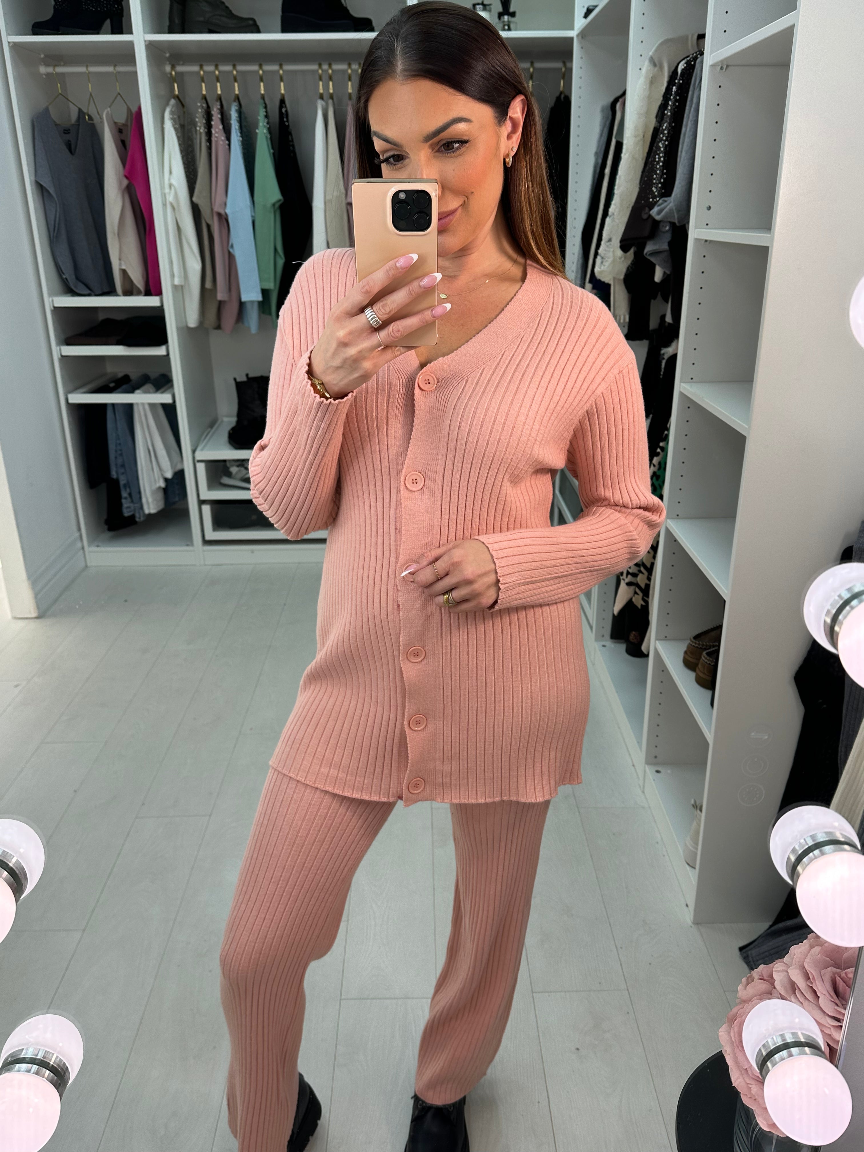 Ditah Plain Ribbed Loungewear Set