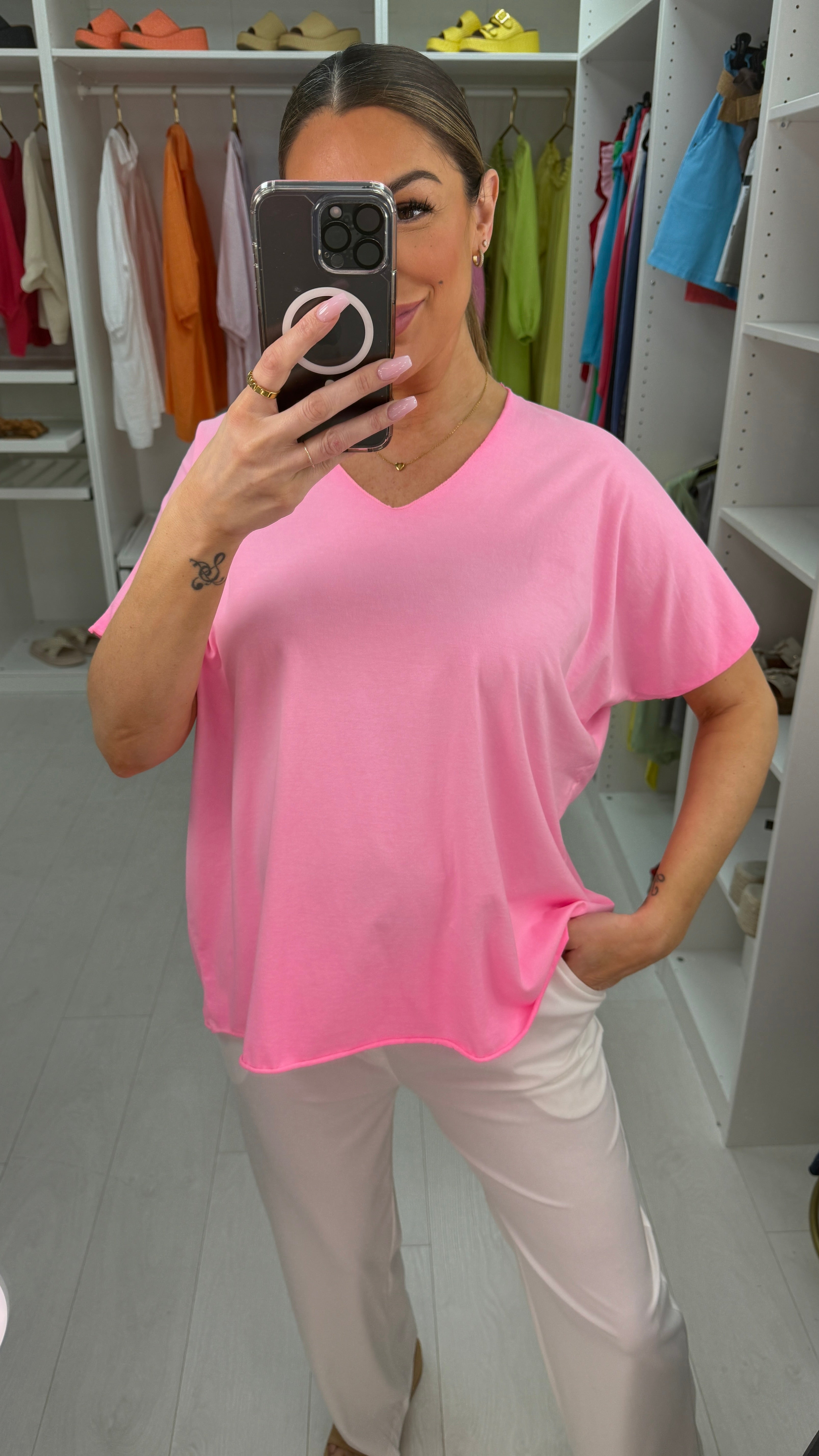 Imena Plain V Neck T-Shirt