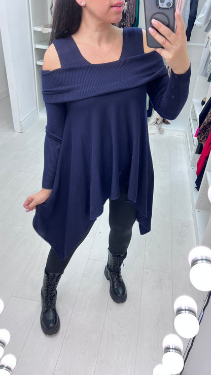 Malissa Drape Side Knitted Loose Fit Jumper