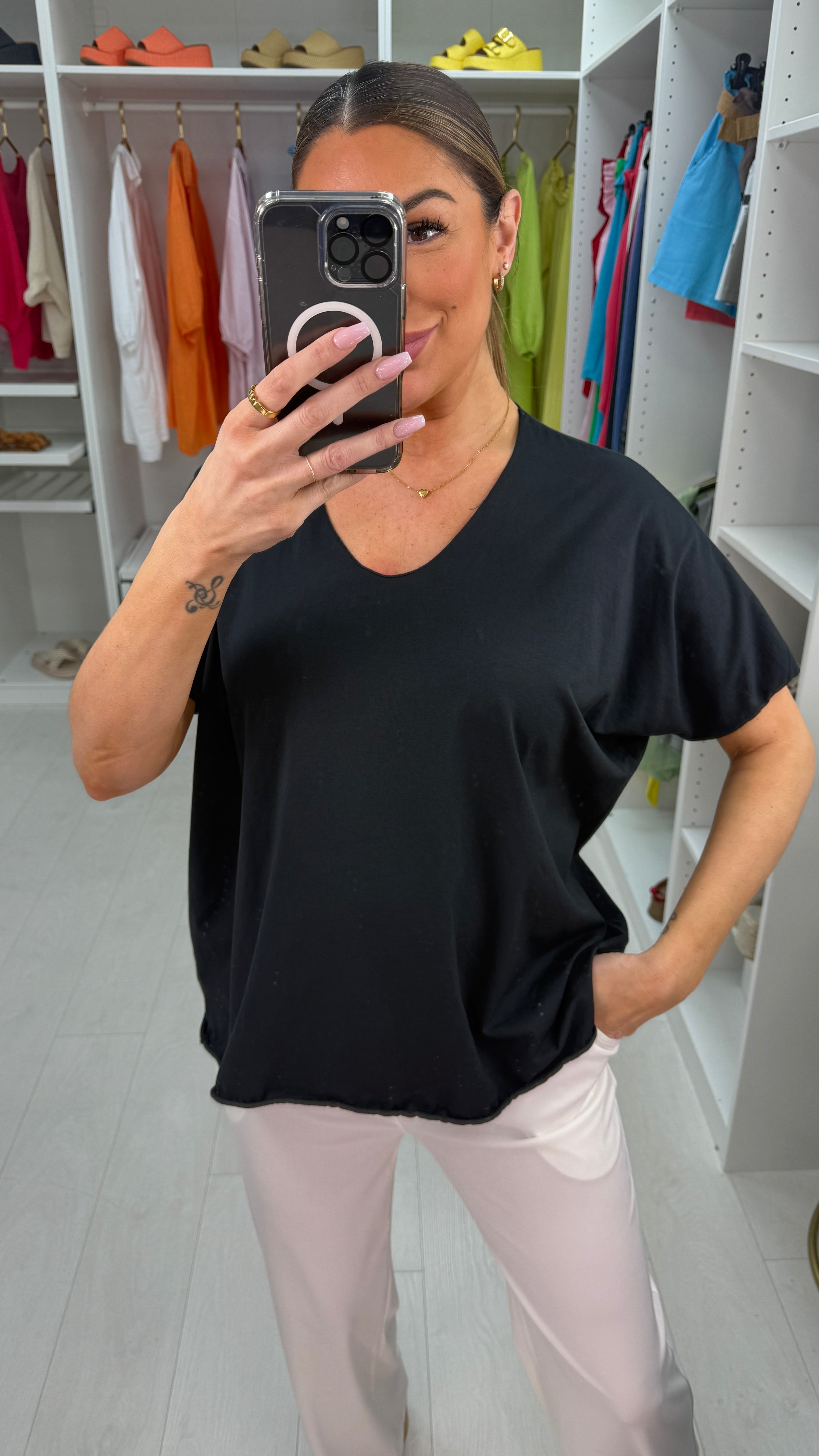 Imena Plain V Neck T-Shirt