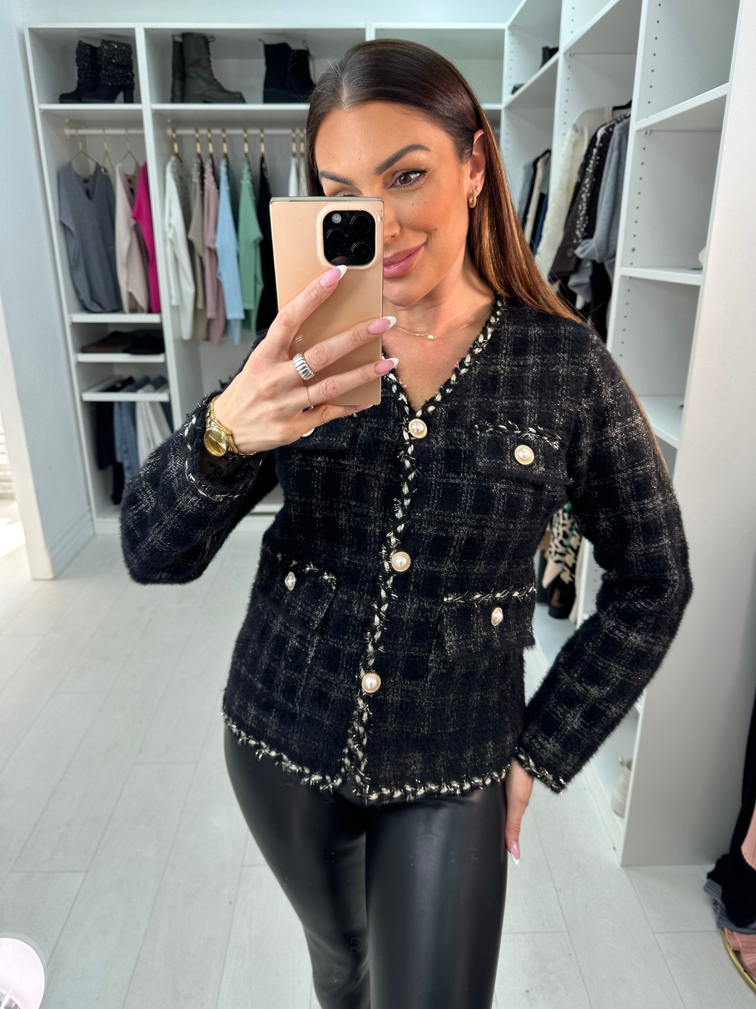 Dione Fluffy Checked Jacket