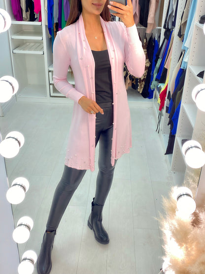 Marielle Pearl & Diamante Drape Front Cardigan