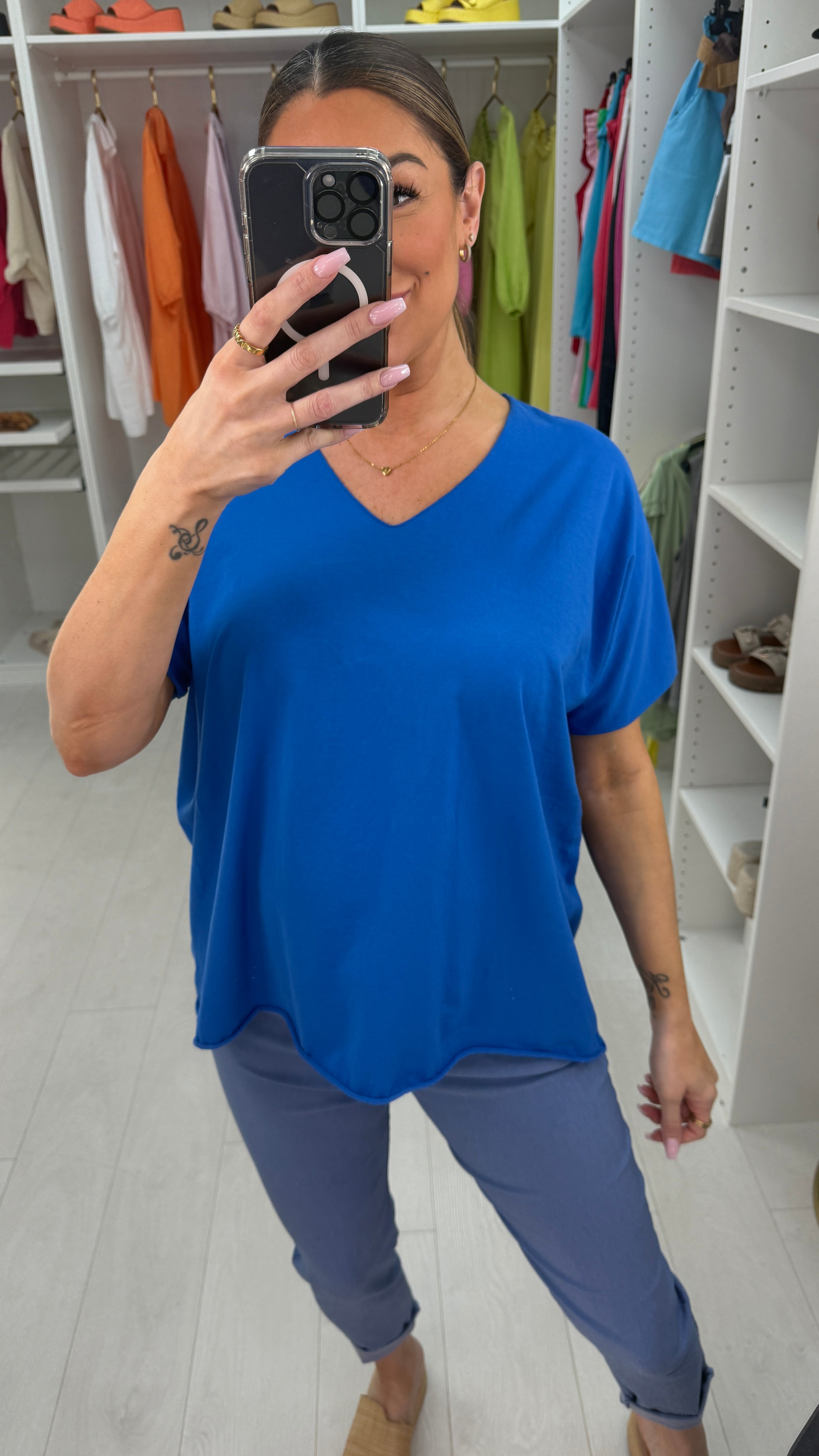 Imena Plain V Neck T-Shirt
