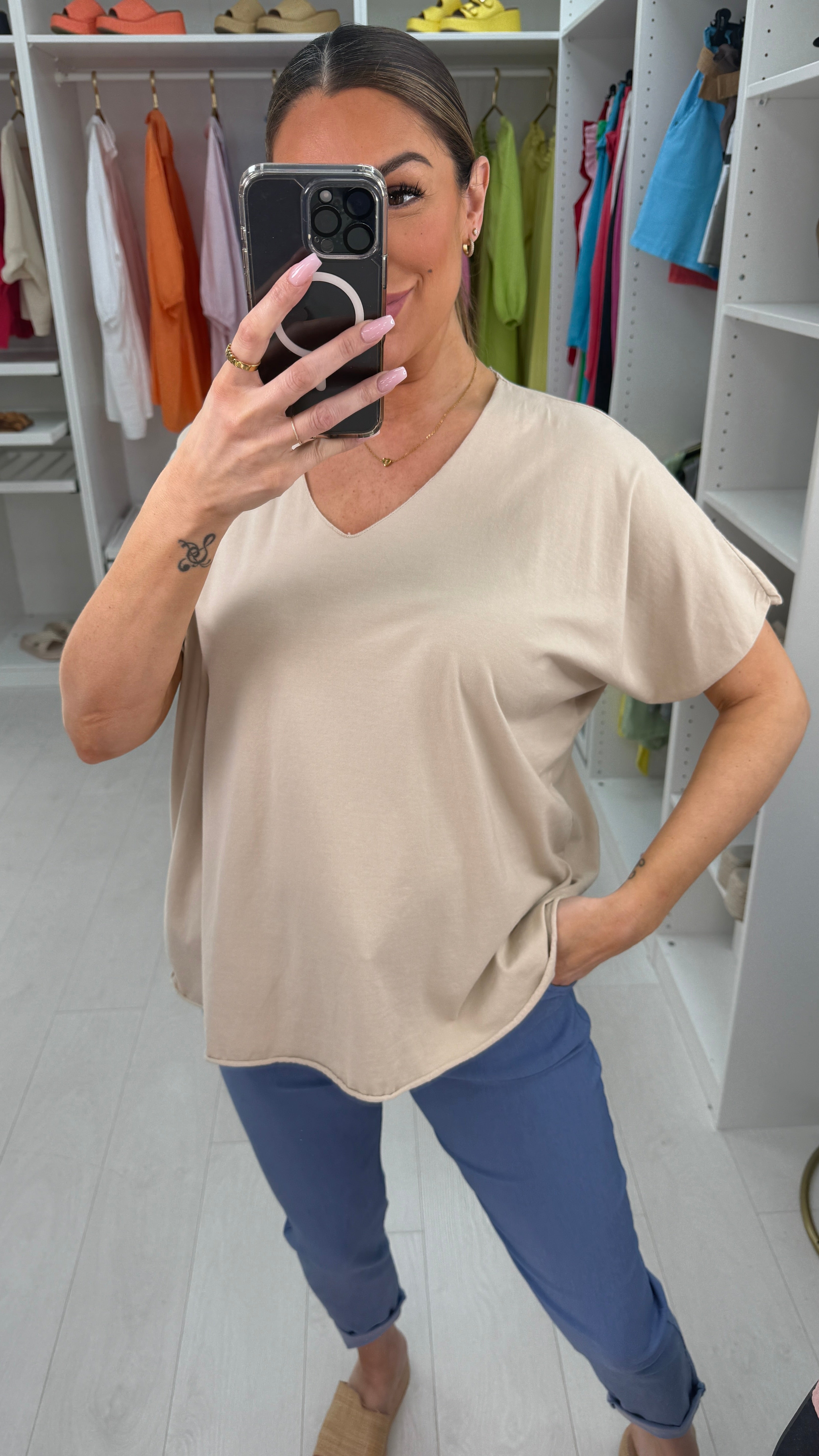 Imena Plain V Neck T-Shirt
