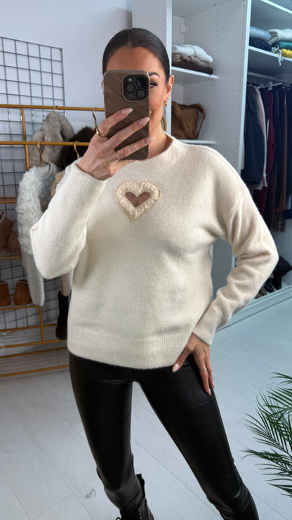 Marisole Plain Heart Detail Super Soft Jumper