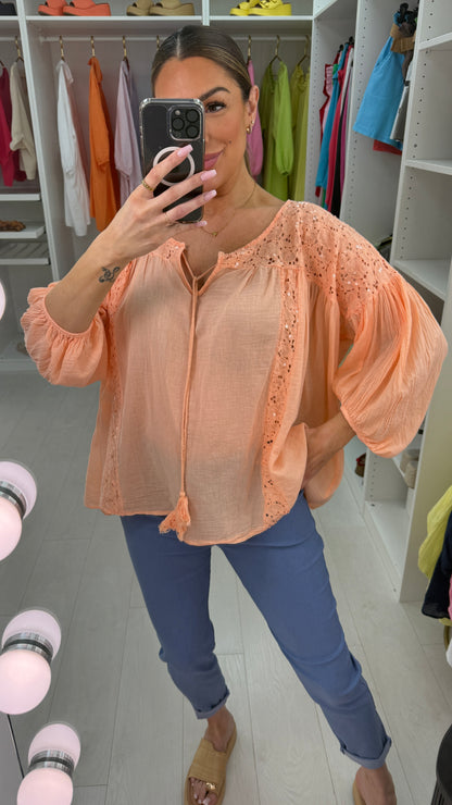 Noire Plain Embellished Loose Fit Top