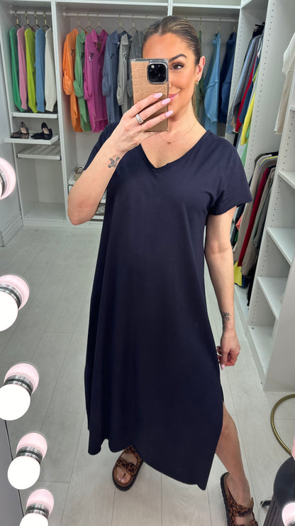 Lila Plain V Neck Maxi Dress